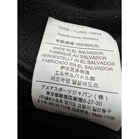 Arcteryx Kaynite Full Zip Hoodie Hoody Jacket Fleece Womens Small Black Gorpcore - Picture 9 of 9